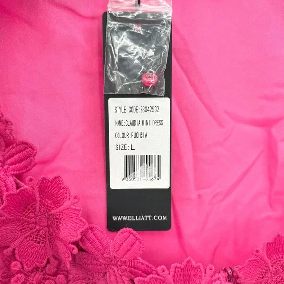 NWT Elliatt Claudia Short Sleeve Mini Dress in Pink $448 - Size Large‎ - Picture 8 of 10
